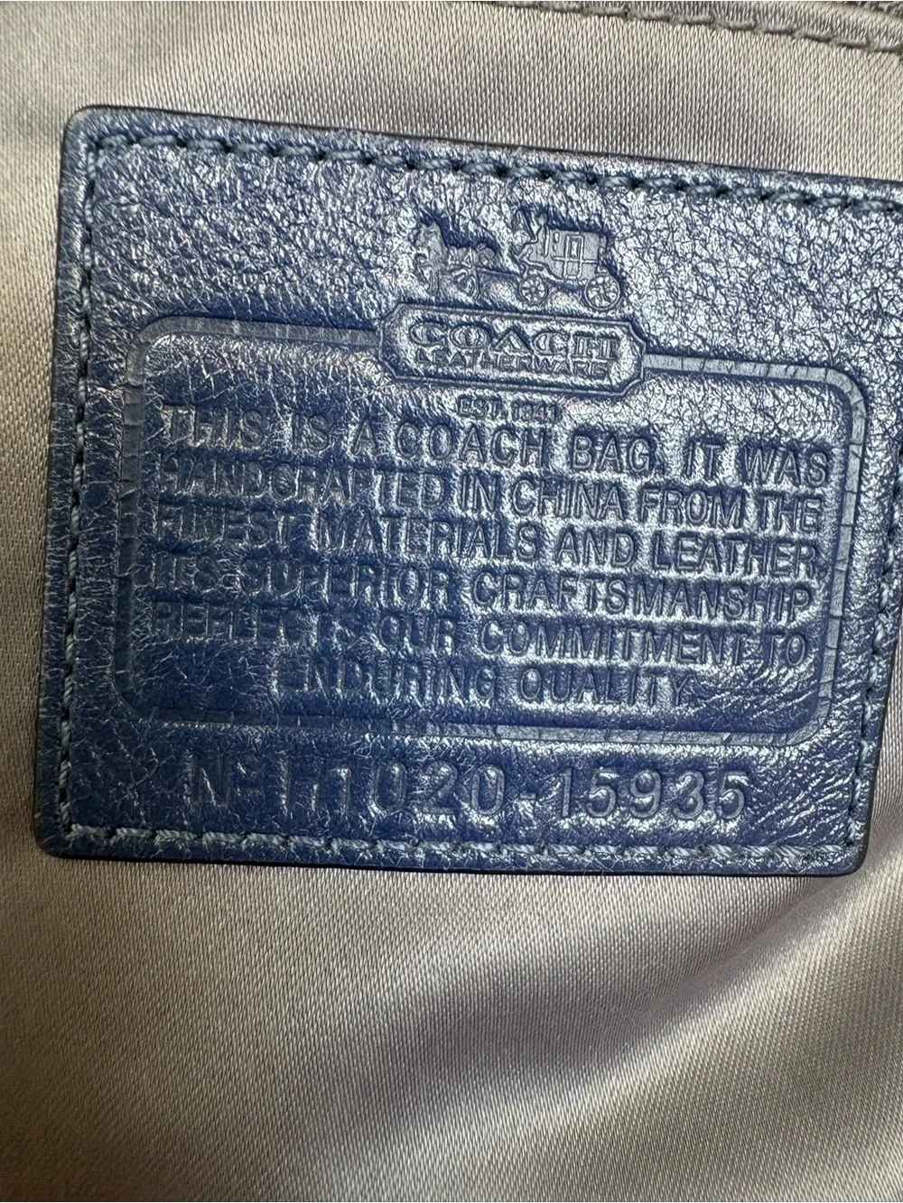 Coach Navy Circle Signature Satchel with Leather Trim